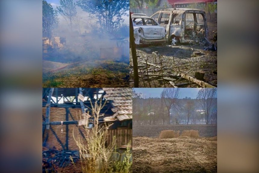 Arges Focul a distrus case masini pomi