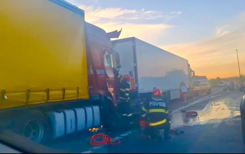 Accident pe A1 acum Doua TIR uri colidat