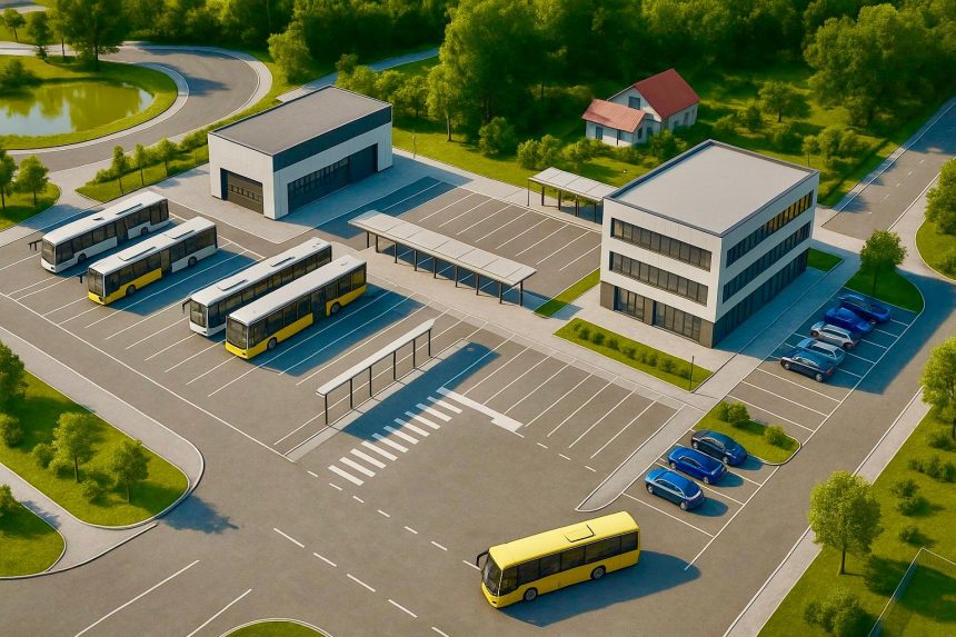 Autogara noua in Pitesti Firma si planul din spate