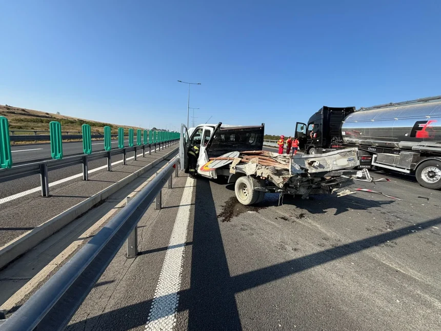Accident mortal pe A1 Trei barbati striviti in masina