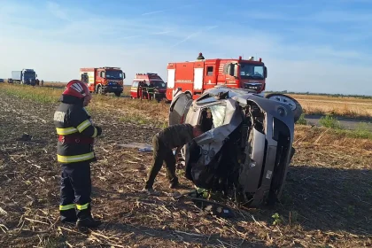 Arges Acident grav cu mai multe victime masina rasturnata