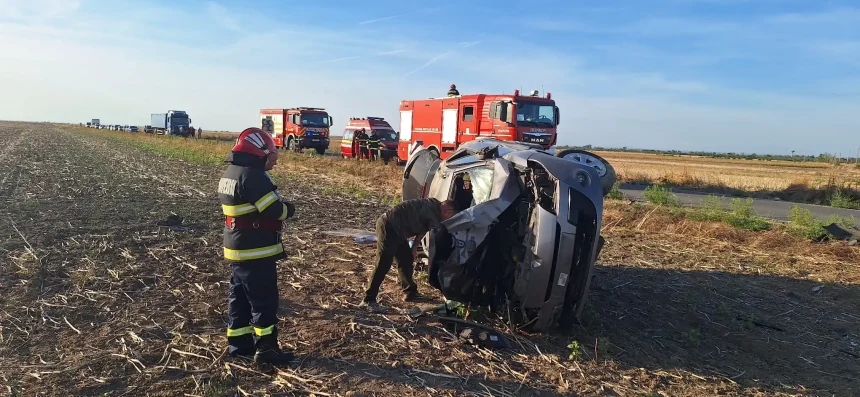 Arges Acident grav cu mai multe victime masina rasturnata