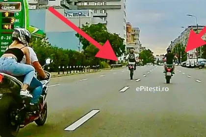 Pitesti Cascadorii periculoase in trafic Motociclist prins