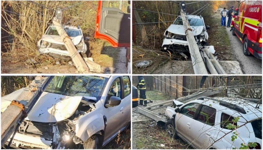 Accident grav langa Pitesti Un Duster distrus