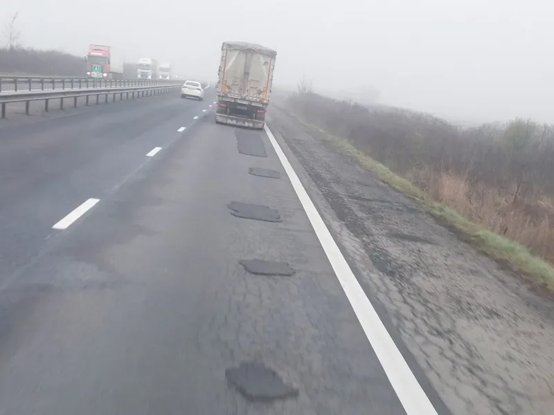 Autostrada Bucuresti Pitesti ca dupa un bombardament