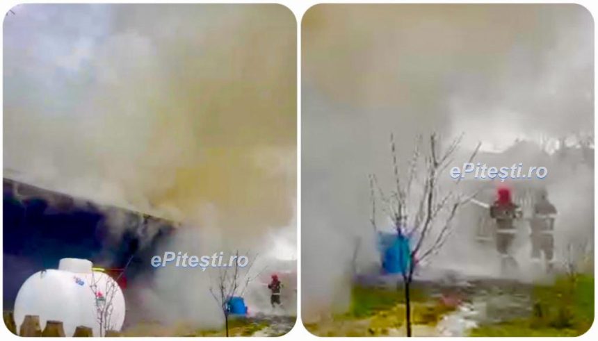 Imagini dramatice in Arges Casa le a luat foc