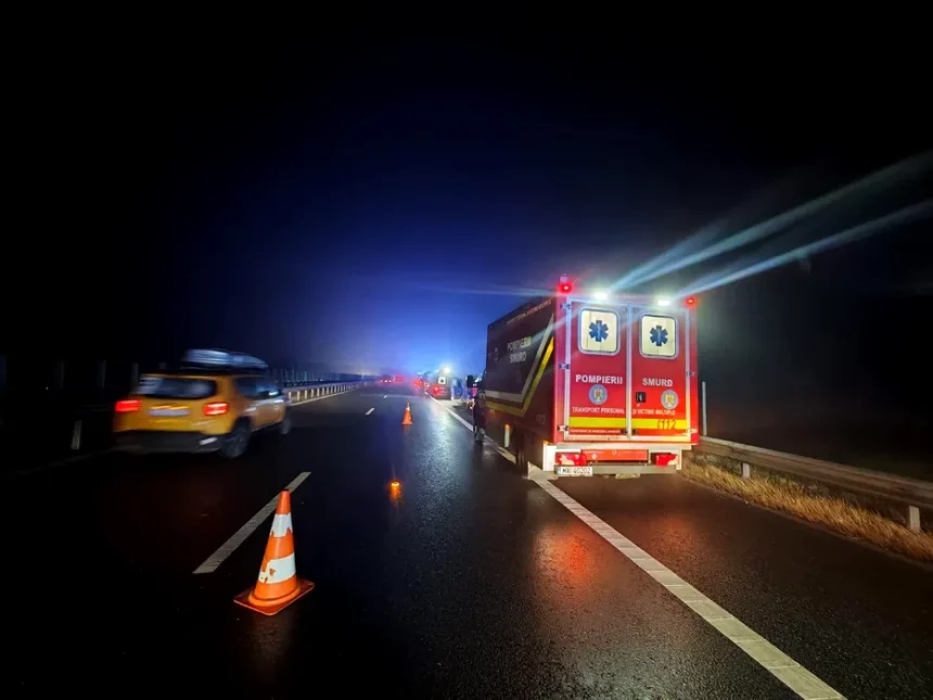 Plan Rosu activat pe Autostrada A1 12 persoane implicate inclusiv copii