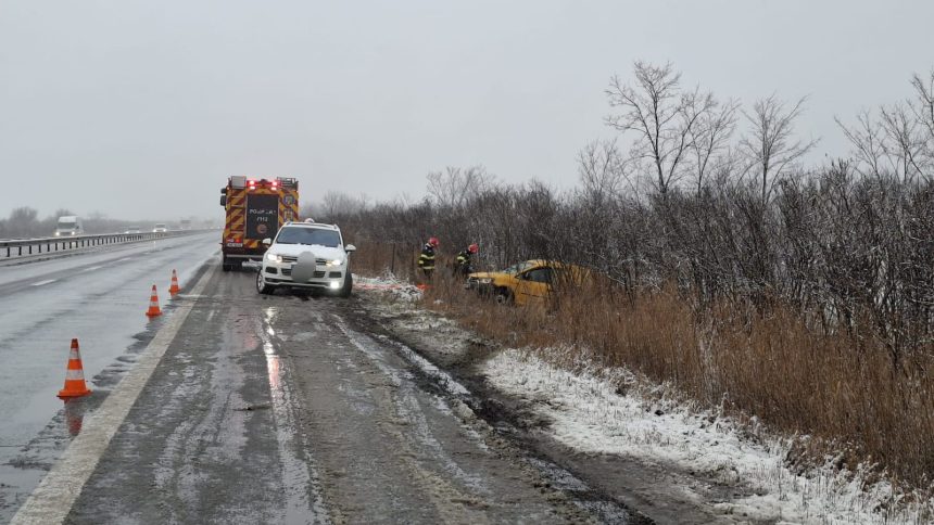 Accident pe A1 Bucuresti Pitesti A iesit cu masina in
