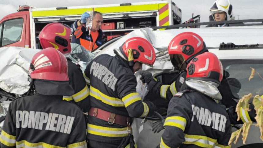 Accident pe DEx Pitesti Craiova interventie de urgenta