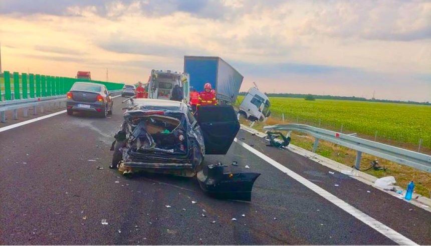 Accident pe DEX12 Craiova Pitesti Un TIR a fost implicat