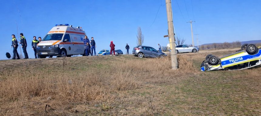 Accident grav Masina de politie rasturnata