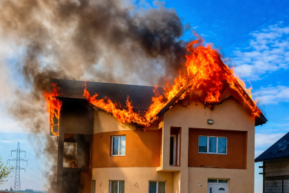 O vila a prins foc in Arges