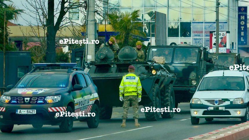 Pitesti Nord blocat de un convoi militar