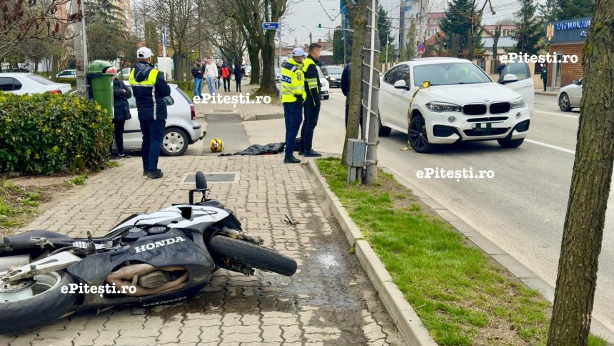 Pitesti Coliziune intre un BMW X6 si o motocicleta