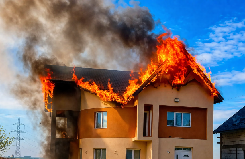 Vila cuprinsa de flacari in Arges Incendiudeproportii mari
