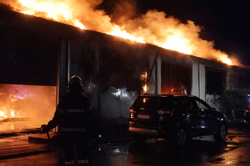 incendiu de proportii la un service auto o persoana in stare grava