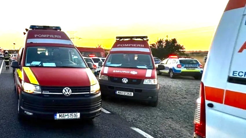 Haos pe A1 dupa coliziunea a doua basculante