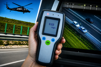 Urmrire de tip cinematic pe autostrada cu elicopterul politiei