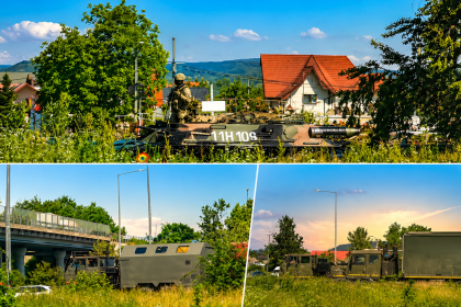convoi militar cu vehicule blindate surprins la intrarea in