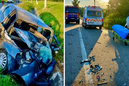 Accident grav in Arges O masina a fost cuprinsa de flacari 2 persoane de