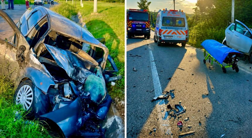 Accident grav in Arges O masina a fost cuprinsa de flacari 2 persoane de