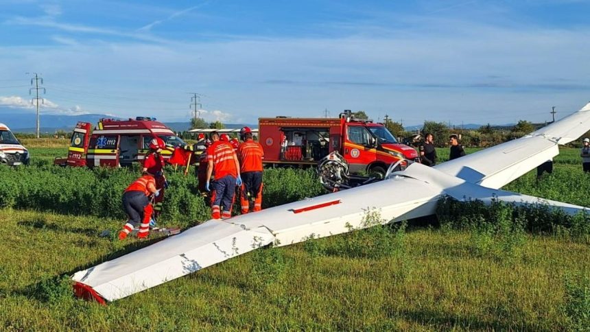 Incident serios in Arges A cazut cu planorul