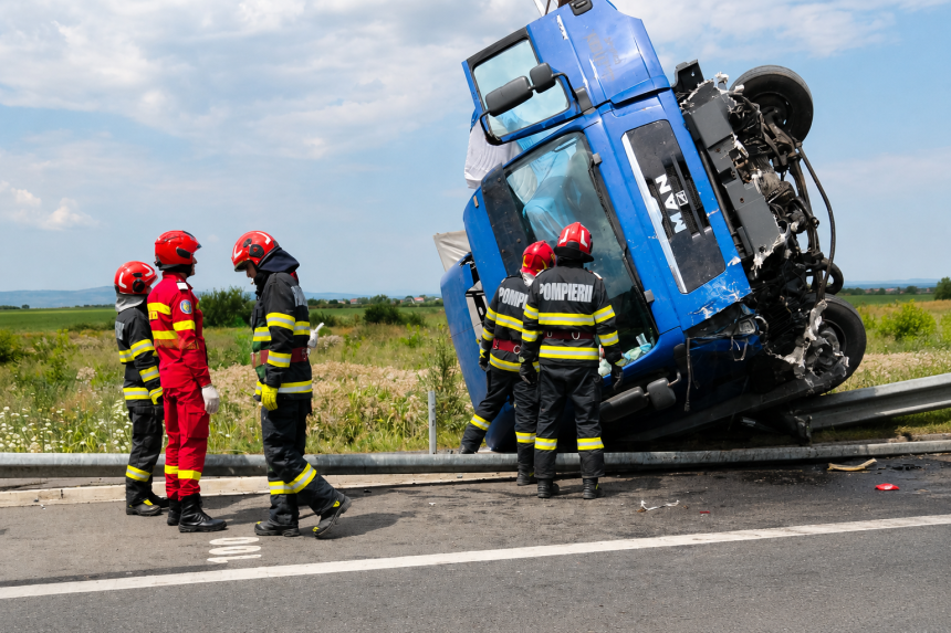 Accident sever pe autostrada un camion s a rasturnat