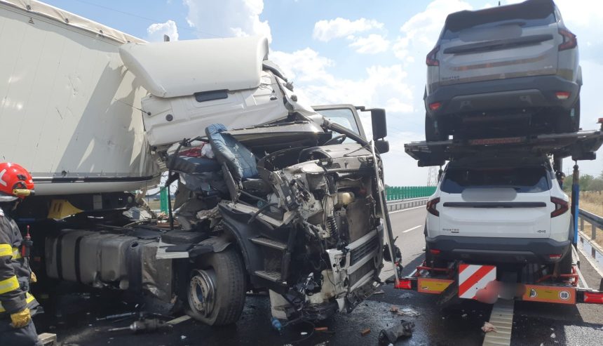 Accident grav pe Drumul Expres 12 in Arges Trei camioane implicate