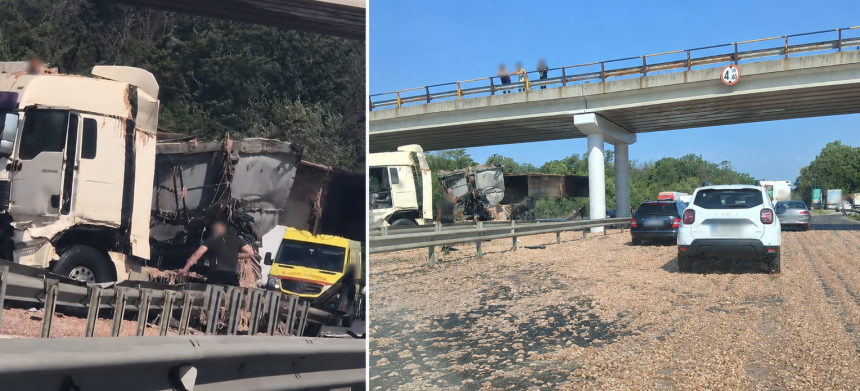 Accident pe A1 la kilometrul 56 spre Bucuresti Camionul a