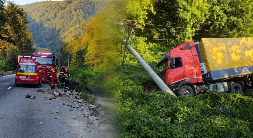 Accident pe DN7 la Brezoi Trafic dirijat alternativ dupa ce un