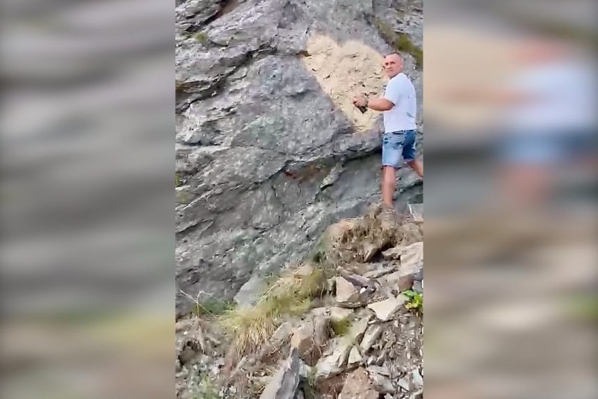 Incident pe Transfagarasan Turist surprins deseniind pe o