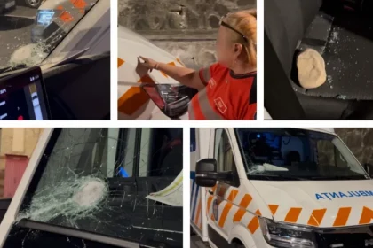 Scena socanta Ambulanta SAJ aflata in misiune atacata