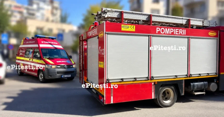Incendiu izbucnit acum la o locuință din municipiul Pitești