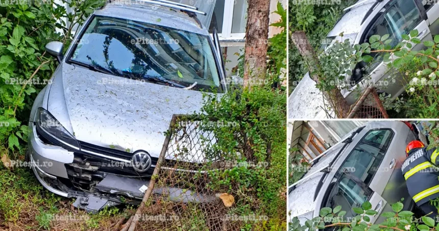 Accident bizar în Pitești: un autoturism a intrat într-un