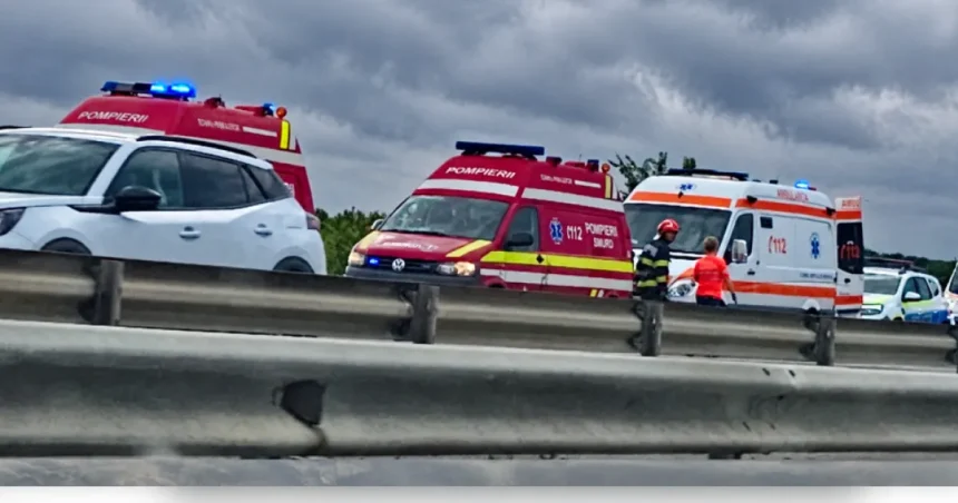 Accident pe A1 în Argeș: un autoturism a intrat în
