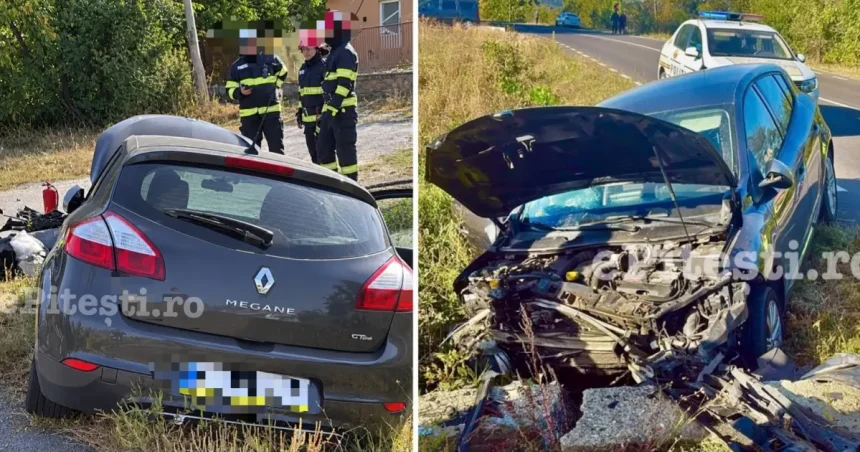 Argeș: Un tânăr de 21 de ani a intrat cu mașina într-un cap