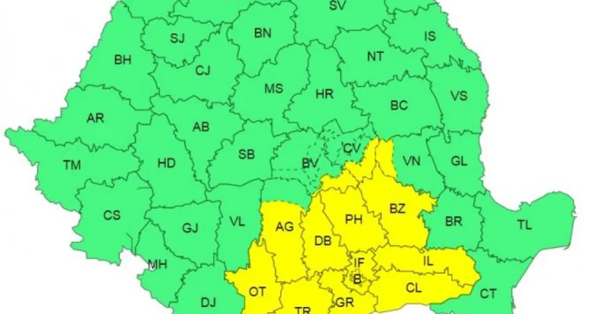 Avertizare de vreme rea în Argeș: ploi torențiale și vânt puternic până marți
