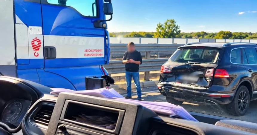 Pitești. Accident pe A1! Un mastodont, implicat într-o coliziune cu