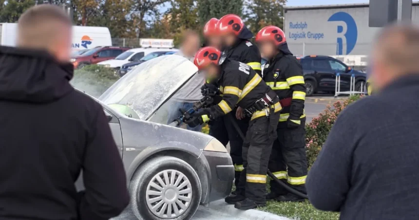 Pitești: Un autoturism a luat foc în parcarea magazinului Dedeman
