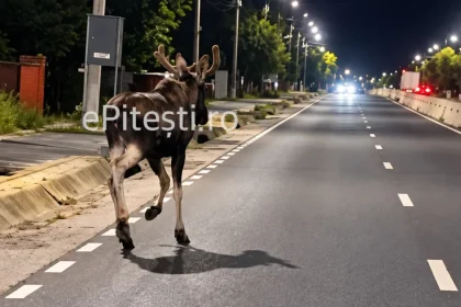 Șoferul unui TIR a lovit un elan pe DN73, lângă Pitești