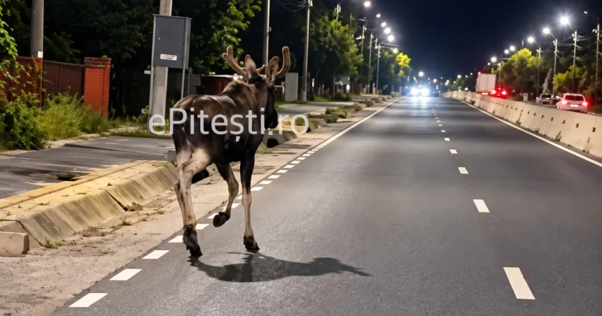 Șoferul unui TIR a lovit un elan pe DN73, lângă Pitești
