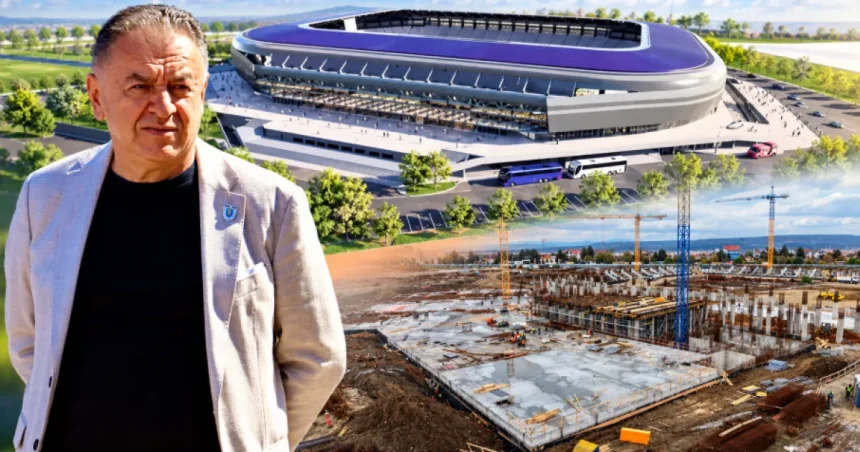 Stadionul „Nicolae Dobrin” din Pitești, în plină